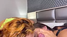 Latina milf and tall teen 18+ in wild lingerie threesome - pov sex