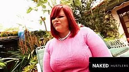 redhead bbw milf fucks her young trainer outside?