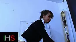 beautiful brunette enjoys intimate moment with facial finish