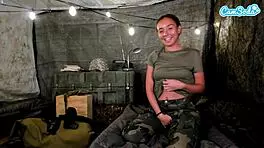 Soldier masturbates live from quarters, wet and horny