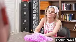 Cheer slut rides cock hard to join the squad! 😏