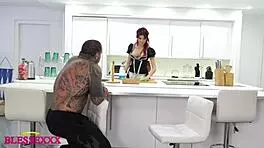 Tattooed Teen Blows Big Cock Before Shaved Pussy Sex