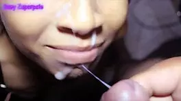 Compilation of blowjob with milk in mouth and swallowed cum