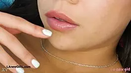 Cute latina teen model strips and shows her sexy body in casting interview pov