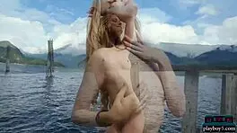 Look At This Petite Blonde MILF Going Nude Outdoors For Playboy!