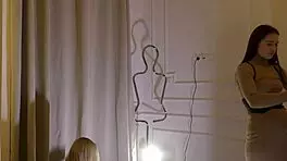 Blonde Petite Girl Interviews Girlfriend In Changing Room