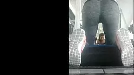 Skinny Mexican teen bent over in leggings at the gym