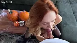 Close-Up Fucking Of Sexy Girl Next Door With Small Waist On Halloween, Barefoot And Fetish