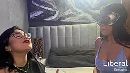 Skinny latina teen Sarah debuts in group swingers session