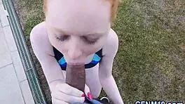 Cfnm REDHEAD CUM DUMPED OUTDOOR REALITY HARDCORE.