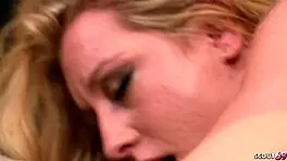 Blonde Lizzy London with saggy tits fucked raw on first date.