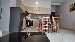 Wow, stepmom’s face when she sees her stepson’s huge dick in the kitchen!