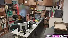 Burglar Caught in Office, Punished with Big Cock