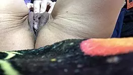 creamy orgasm from self fuck with buttplug and anal toys close up