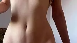 Super hot tiny teen masturbating with dildo at home.