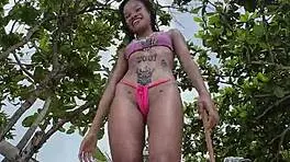 Time to Debate and Show Massive Poolside Toy. Watch Petite 18+ Handle Monster Gear!