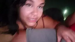 BBW With Pierced Nipples Sucks Cock and Shows Pussy