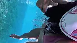 Time to Debate and Show Massive Poolside Toy. Watch Petite 18+ Handle Monster Gear!