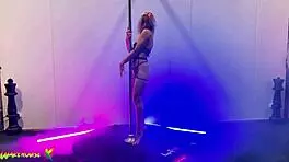 Erotic strip show leads to euphoria and squirting orgasm for blonde