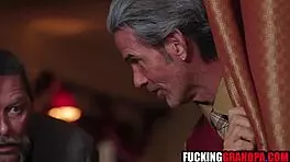 Teen Brunette with Pervy Old Step Grandpas