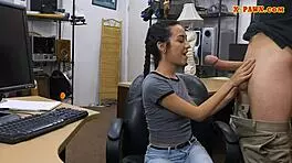 Slim teen gets drilled by pawnshop owner in intriguing pov encounter