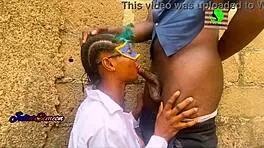 Lagos schoolgirl rides big black cock in cowgirl, gets creampie and anal.