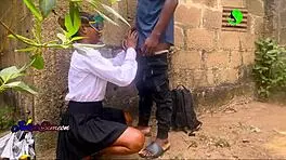 Lagos schoolgirl rides big black cock in cowgirl, gets creampie and anal.