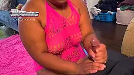 Young Chubby Ebony Delivers Intense Sloppy Blowjob on Monster Cock