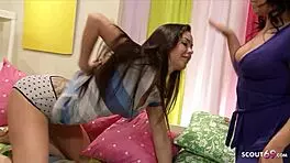 Sexy girls with nice asses try first lesbian sex after twerk contest