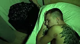 Young cuckold watches stepdad fuck his busty girlfriend hard. Her body gets drenched in cum