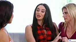 Naughty lesbian threesome with Cory Chase, Katya Rodriguez, and Sheena Ryder in wild squirting action