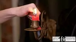 My18Teen - Brunette Girl with Saggy Tits Uses Anal Butt Plug and Dildo.