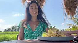 I got a facial blowjob in the kitchen, then cumwalked in public cafe with sperm on my face, swallowin sloppy spit