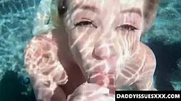 Katie Kush and Kenzie Madison engage in poolside oral and fingering