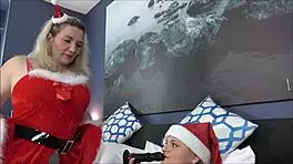lesbian christmas with two german blondes diving into wet juicy action.