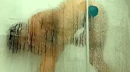 Teen Girl Enjoys Shower Time With Toy