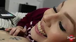 Hey, my stepsister redhead is sucking my dick deepthroat style! Will she let me fuck her? 😏