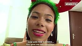 Man, Andrea Flores with huge tits cheats at Christmas with neighbor for hardcore fun!