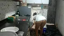 my stepsister's bf fucks me in kitchen after seeing my big ass 😏