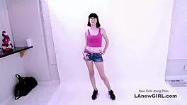 Stunning brunette teen seduced by producer at casting! Wow!