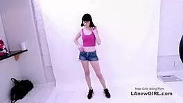 Stunning brunette teen seduced by producer at casting! Wow!