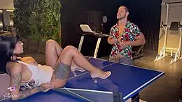 after ping pong, colombian woman sucks big cock