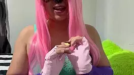 Hit by intense orgasm while licking a icy bar