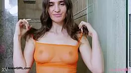 stunning czech model showers in photoshoot