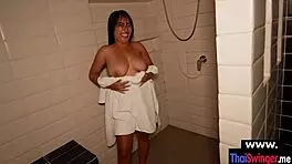 The real amateur Asian chubby wife receives a hot creampie