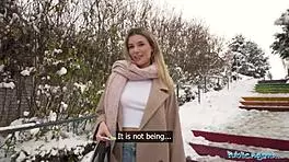 Public Agent picks up cute blonde for outdoor POV blowjob and hardcore sex in secret spot with big dick