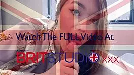 Hot british teen enjoys liquid lunch with cumshot orgasm.