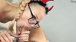 Cute Nerdy Teen Strips and Sucks Me Off!