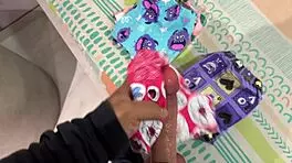 perverted stepfather rubs his stepdaughter's panties on his dick and ends up fucking her hard until he cums