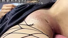 closeup pounding of shaved asian teen pussy with cum dripping inside